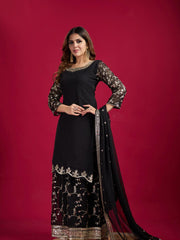 Party wear kurta-plazo and dupatta with detailed work