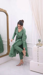 Floral Embroidered Pure Cotton Kurta set