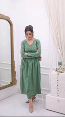 Floral Embroidered Pure Cotton Kurta set