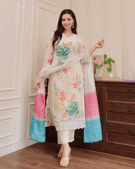 Beautiful digital printed orzanza kurta (set of 3)