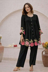 Embroidered cotton co-ord set with shantoon pants
