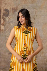 Classy A-line sleeveless cotton co-ord set