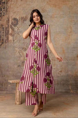 Classy A-line sleeveless cotton co-ord set