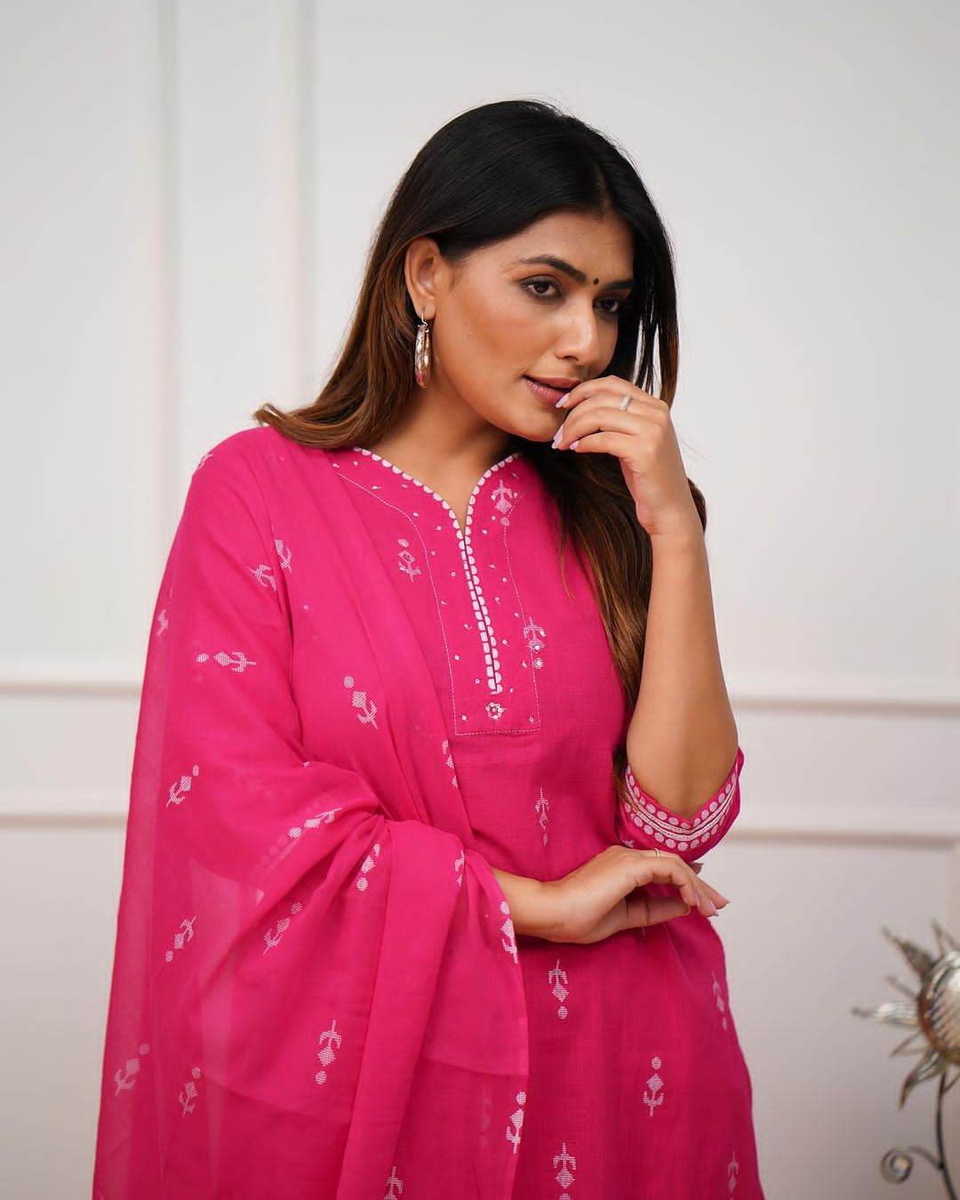 Pure fine cotton fabric kurti set - Eraya