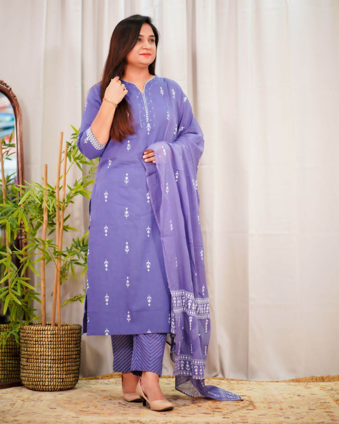 Pure fine cotton fabric kurti set - Eraya