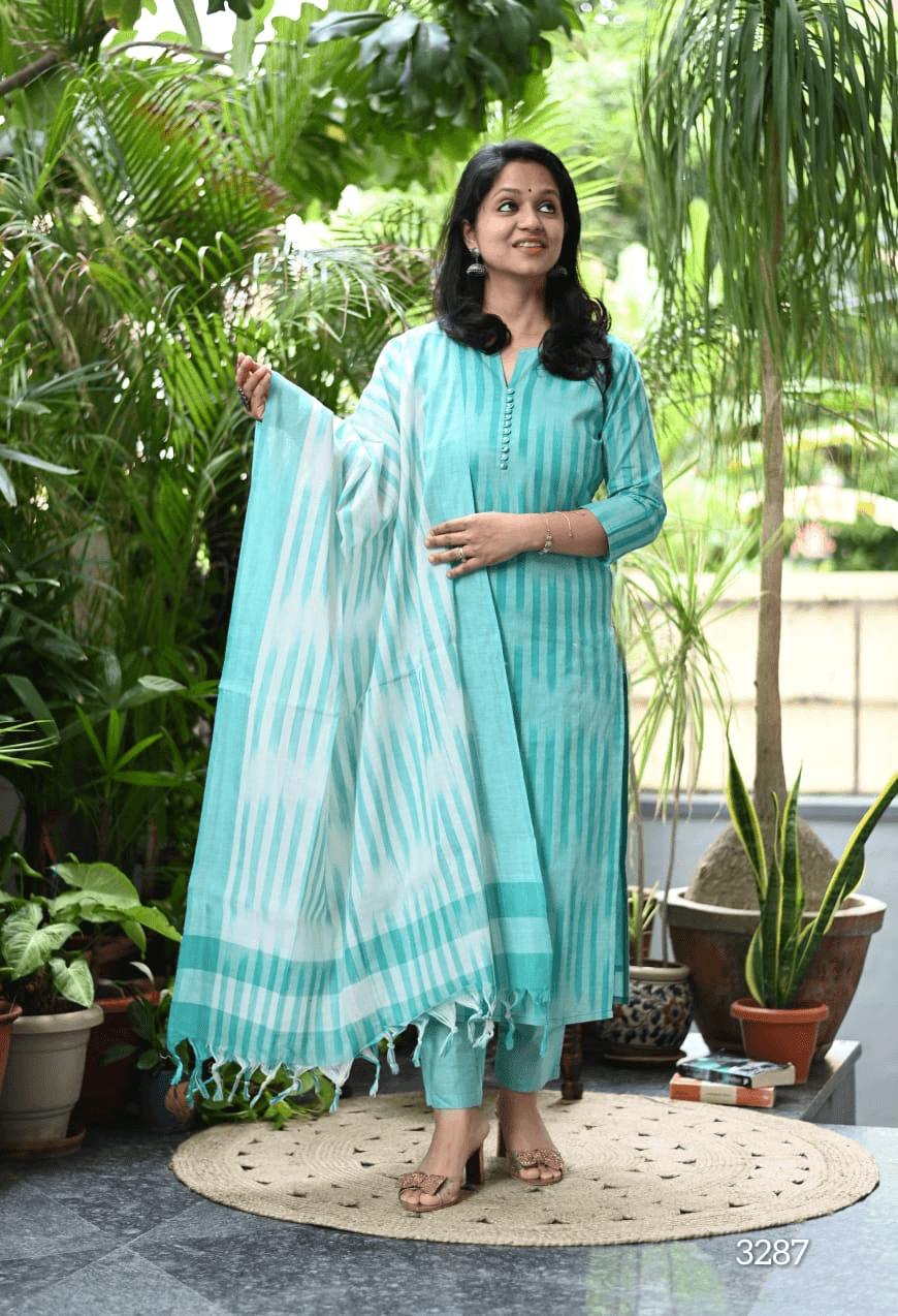 A south Indian elegance: premium south cotton kurta set - Eraya