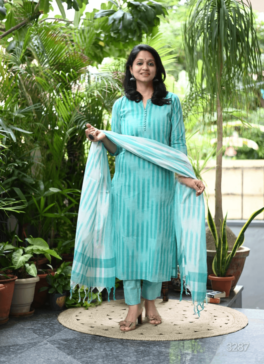 A south Indian elegance: premium south cotton kurta set - Eraya