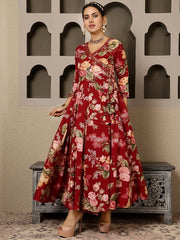 Laal angarkha anarkali kurti (set of 3)