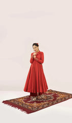 Laal-Gulnaaz cotton anarkali kurti (set of 3)