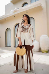 Cotton Co-ord Set with Embroidered Top and Palazzo Pants Eraya