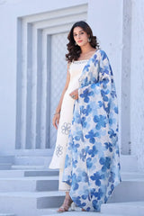 Brezzy floral work cotton cut-sleeves kurti (set of 2)