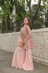 Floral printed nyla cotton sharara
